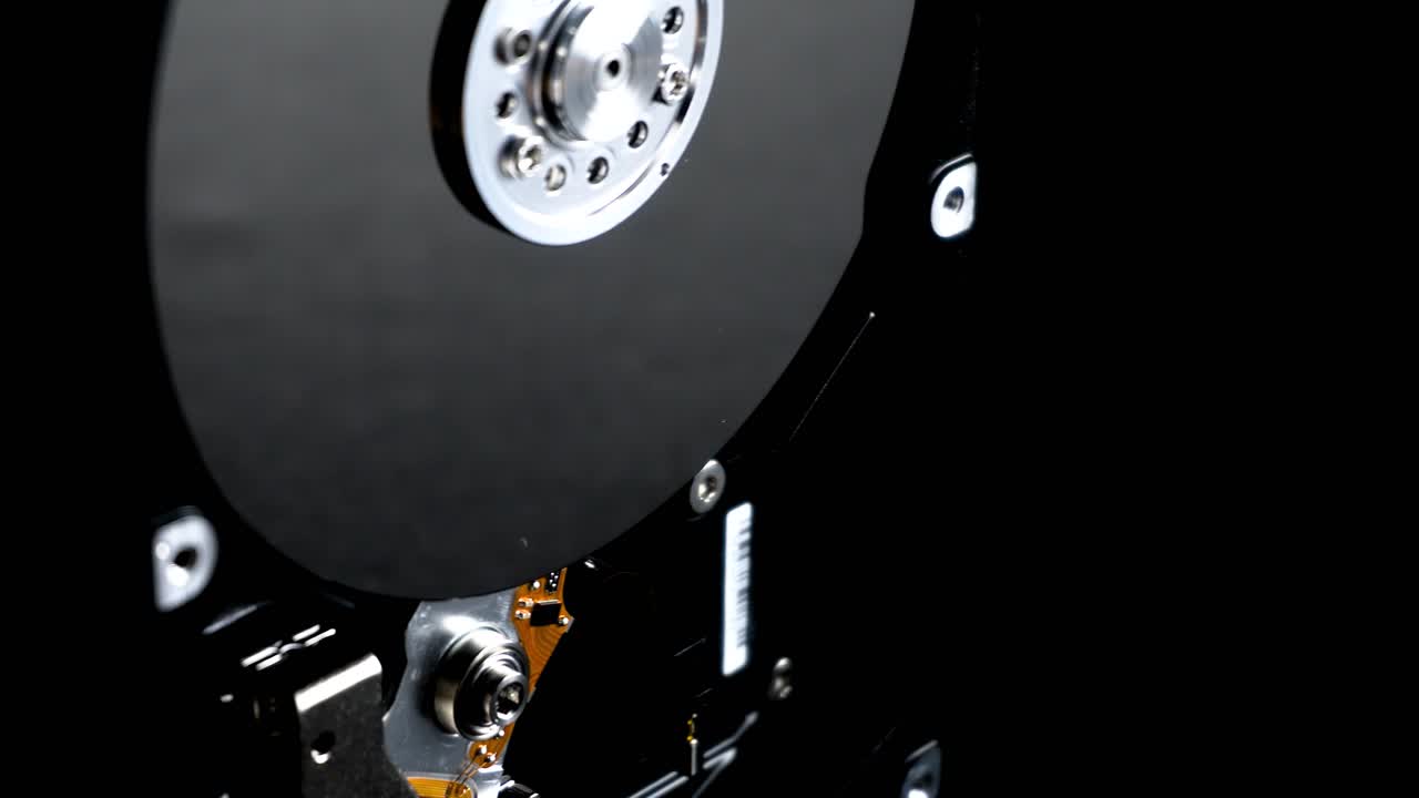 Close-up of a Hard Disk Drive (HDD) Internal Components