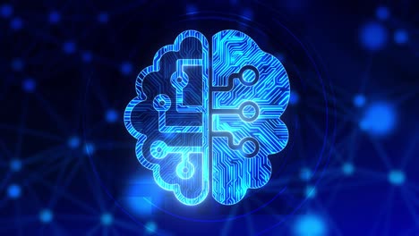 sistema robotico digitale a anello 4k, intelligenza artificiale e animazione cerebrale.