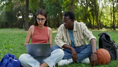 students collaborating in a park