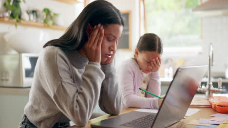 homework, stress and laptop for mother