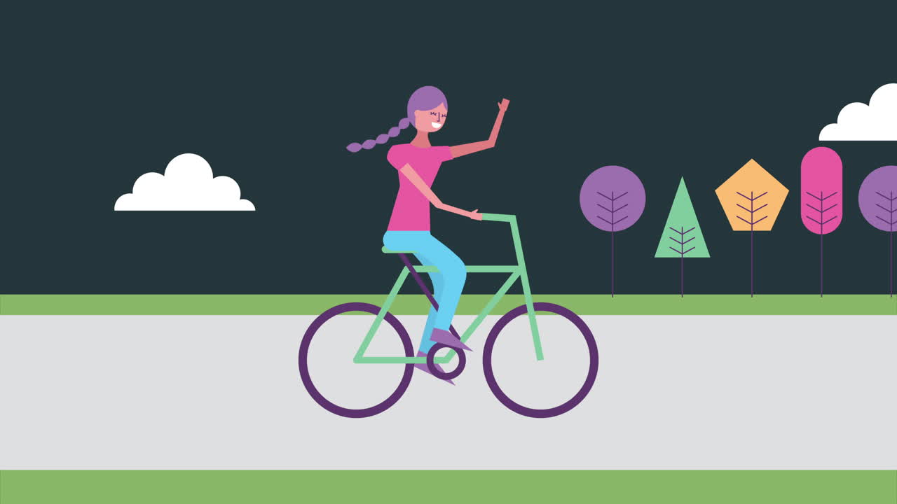 young woman in bicycle character