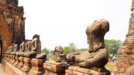 buddha statues and pagoda in ayutthaya, thailand