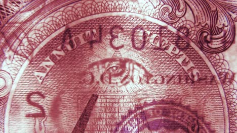 el ojo de un dólar de la pirámide de los illuminati en primer plano