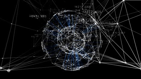 beautiful 3d animation of growing business network moving through grid with numbers and graphs. global business and technology concept. looped animation 4k ultra hd 3840x2160.