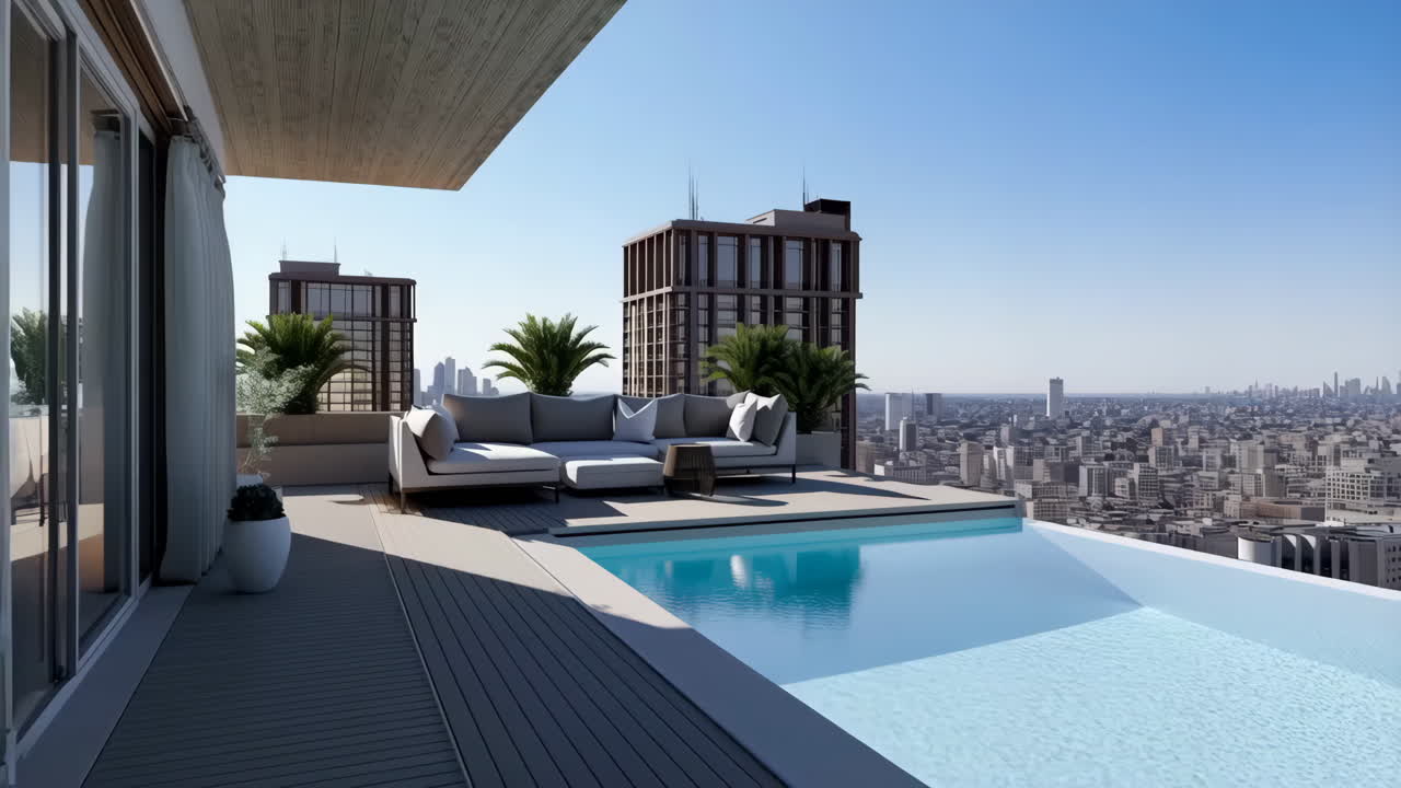 Luxury Rooftop Infinity Pool with City Skyline View