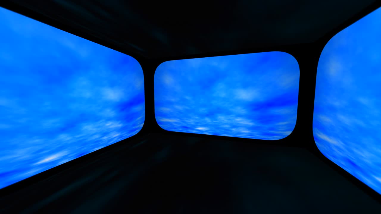 360-градусный вид из абстрактной комнаты в небе