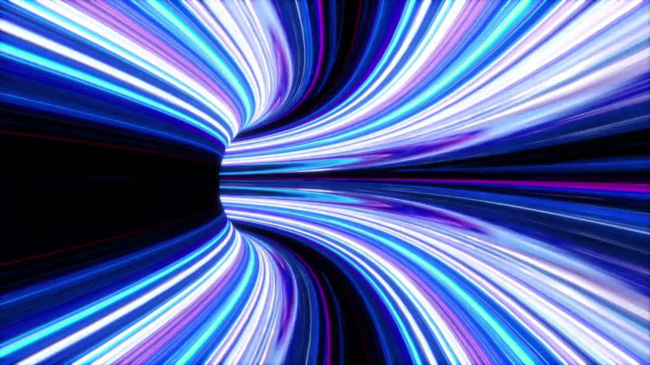 Animation colorful speed lines effect isolate on black background.