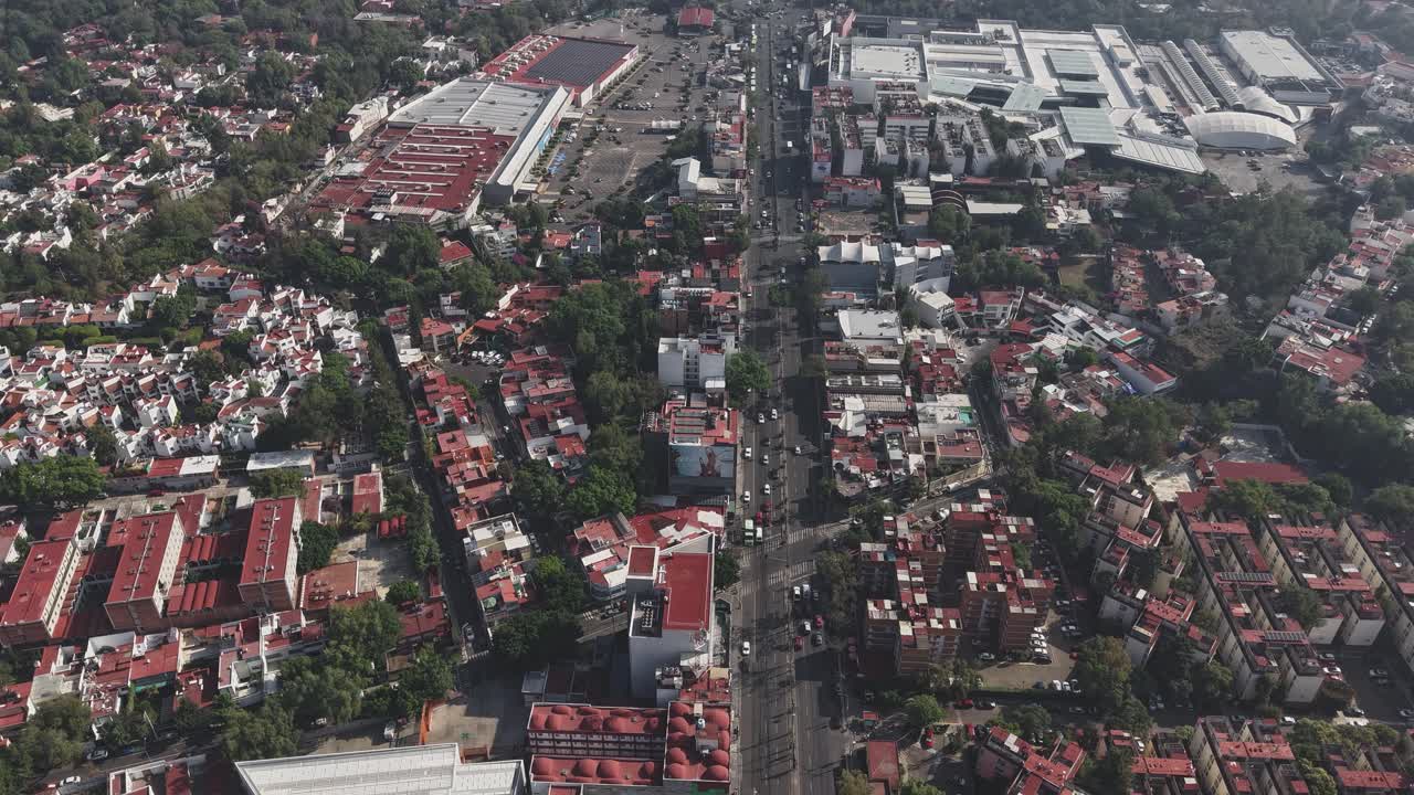 Havadan hiperlaps, Avenue Universidad Coyoacan, Meksika Şehri, yerleşim bölgesi