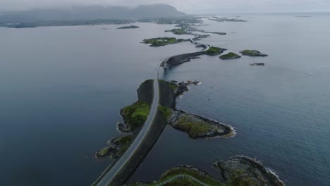 establishing shot of atlantic highway atlanterhavsveien- iconic road, drone, 4k