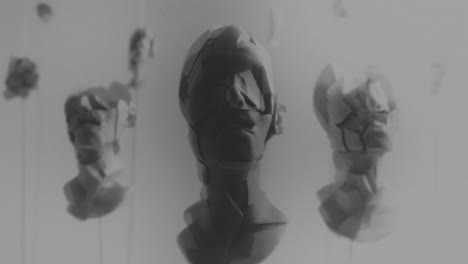 Broken mannequin head shells in xray