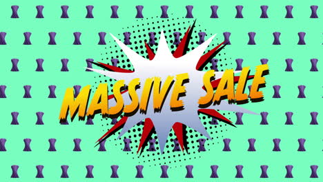 Animation-of-massive-sale-text-over-retro-vibrant-pattern-background