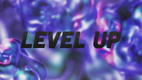 animation of level up text over purple liquid
