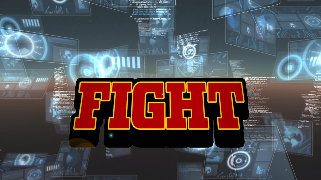 범위 스캐닝과 데이터 처리의 싸움 텍스트의 애니메이션