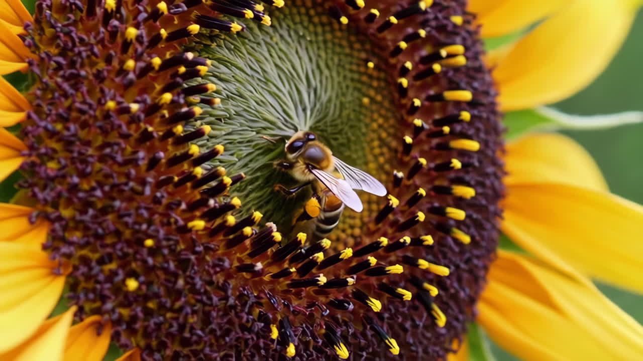 Close-up of a bee on a sunflower