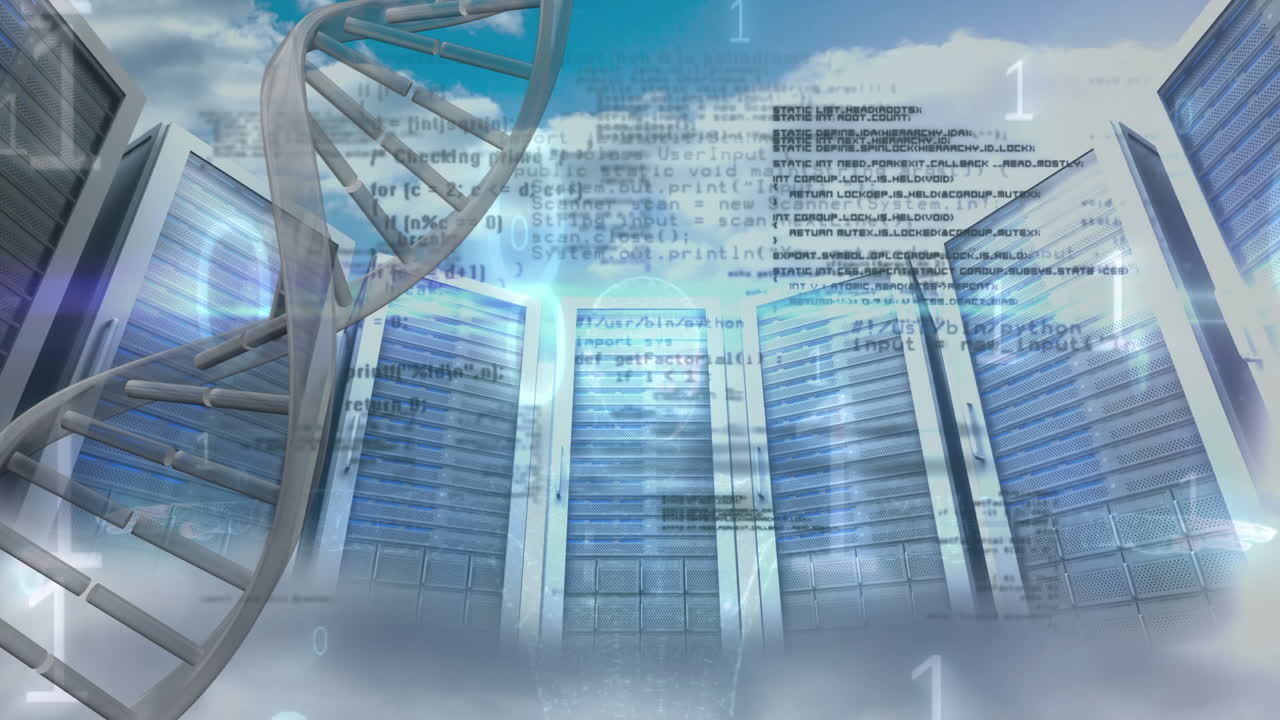 데이터 처리 및 서버를 통한 dna 스트랜드의 애니메이션