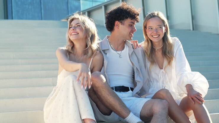 Three Friends Enjoying Time Together Outdoors