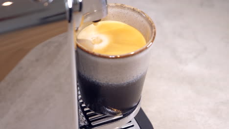 close up shot of making coffee in espresso machine