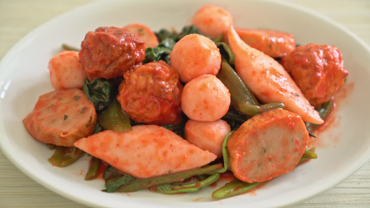 엔타포 소스를 곁들인 생선구이 볶음 - 아시아 음식 스타일