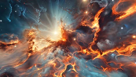 majestic cosmic clouds illuminated by fiery stellar formations in space