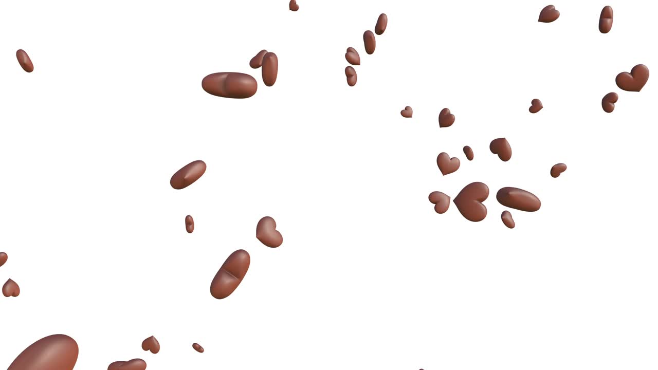 animación abstracta en forma de corazón marrón sobre un fondo blanco.