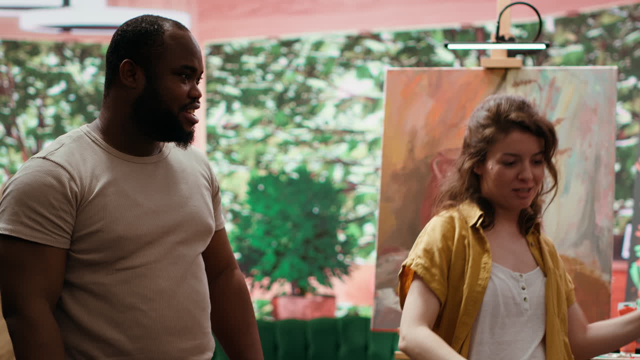 Art Class with Instructor and Student