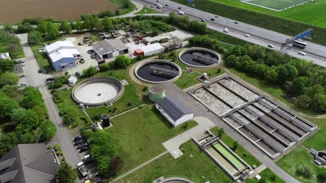 planta de tratamiento de aguas residuales - vista aérea