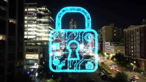 cybersecurity cityscape at night