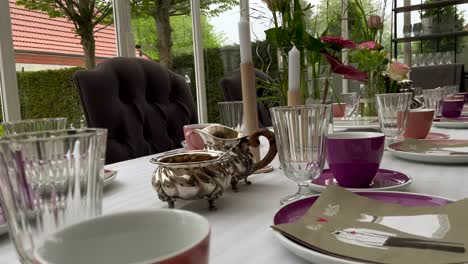 macro of a formal table setting in a restaurant