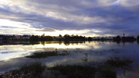 sunrise on a summer morning in axotlan lagoon méxico