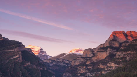 timelapse of a beautiful sunset in the anisclo canyon, huesca, spain