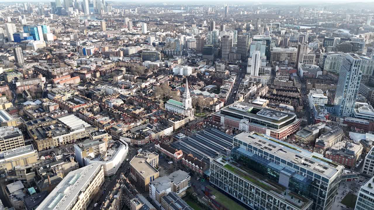 Spitalfields East End Tower Hamlets London UK drone,aerial