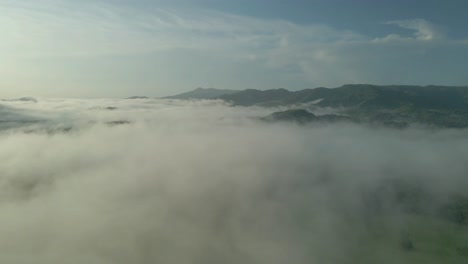 Bosque-Verde-Neblinoso-De-Abetos-Y-Rayos-Del-Amanecer-Que-Brillan-A-Través-De-Las-Ramas-En-Las-Montañas-De-Otoño