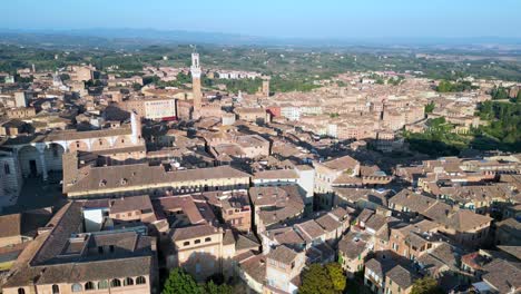 nice aerial top view flight medieval town siena tuscany italy