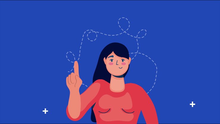 young woman saying no animation