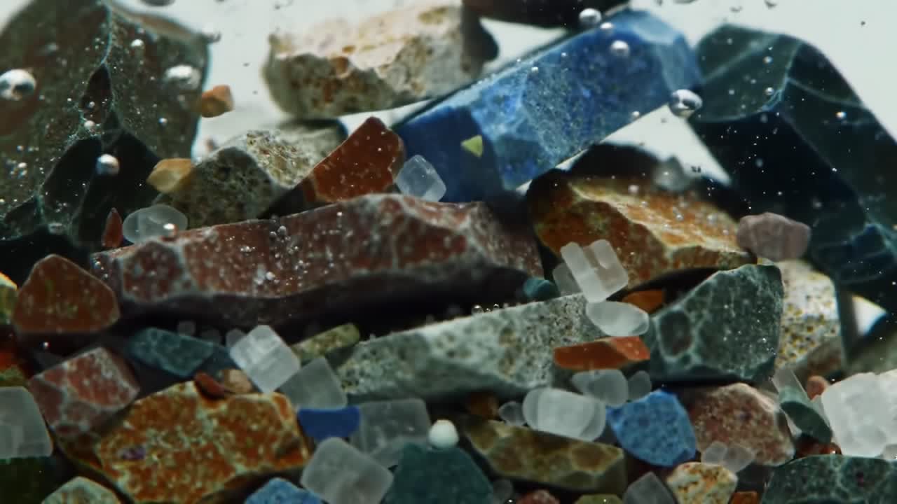Water Creates Mesmerizing Motion With Stones and Bubbles in Slow Motion