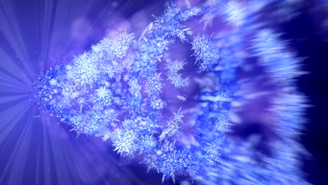el símbolo del invierno brillante con los copos de nieve de belleza. vórtice de la nieve de giro. patrón de invierno. la belleza bailando copos de neve. animación de bucle abstracto.