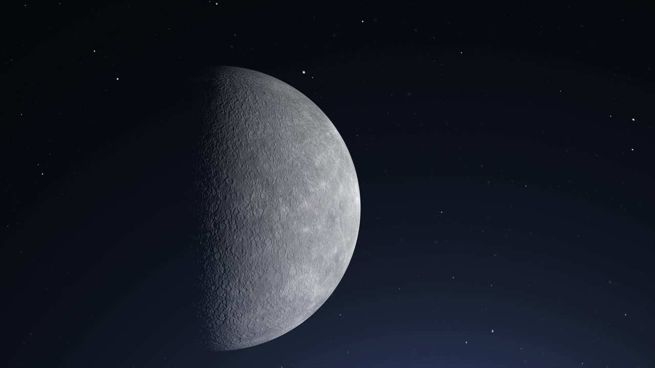 우주에서 움직이는 행성 수성