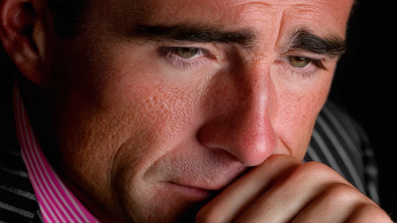 A Deep Emotional Reflection: Capturing Introspection and Vulnerability in a Close-Up of a Thoughtful Individual with Expressive Eyes and Pensive Gesture