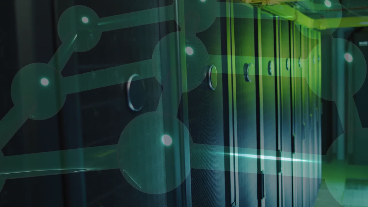 Animation of digital data processing with connections over computer servers