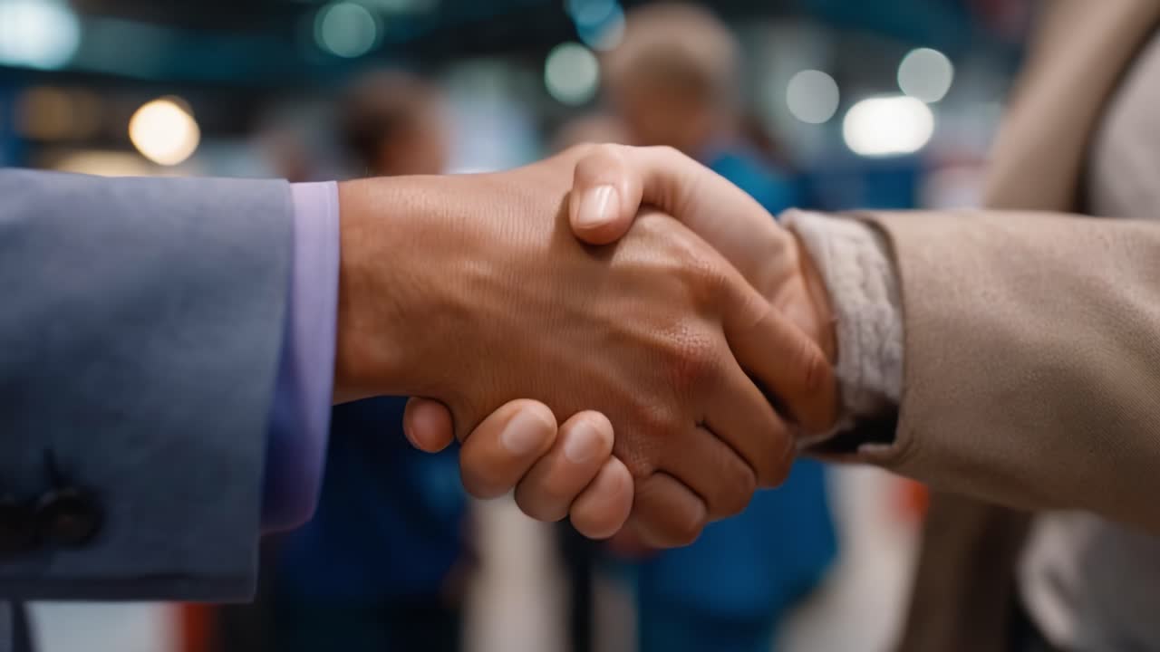 A Meaningful Handshake Signifying Partnership and Trust in a Collaborative Environment, Reflecting a Strong Connection Between Individuals in the Professional Sphere