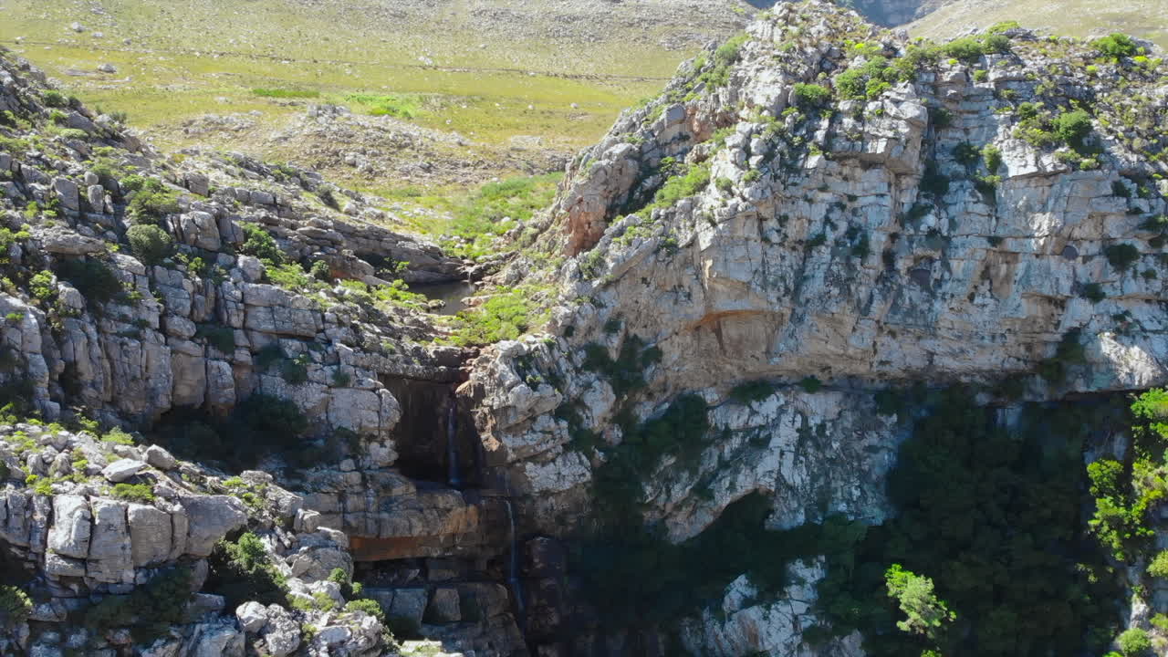 Scenic Waterfall in a Rocky Mountain Landscape