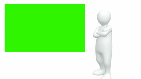 Computer-animated-graphics-showing-3d-man-looking-at-a-green-picture