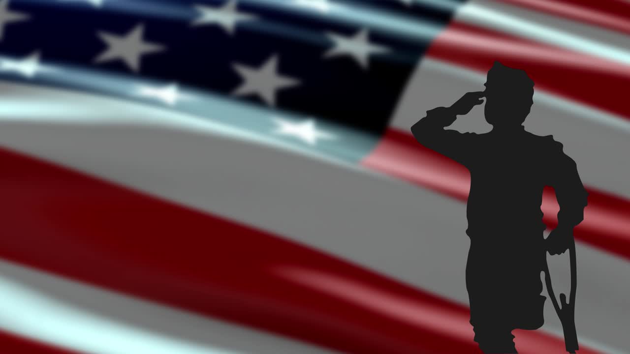 참전용사날 축하 문자 위에 군인의 형상 인사