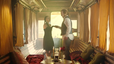 vintage train carriage romance