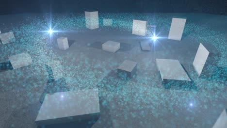 looping background concrete blocks and particles