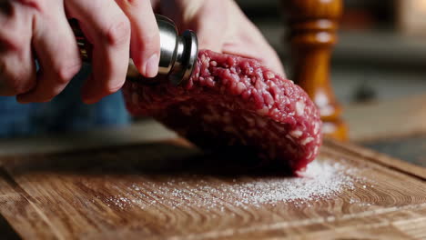 preparing a hamburger patty