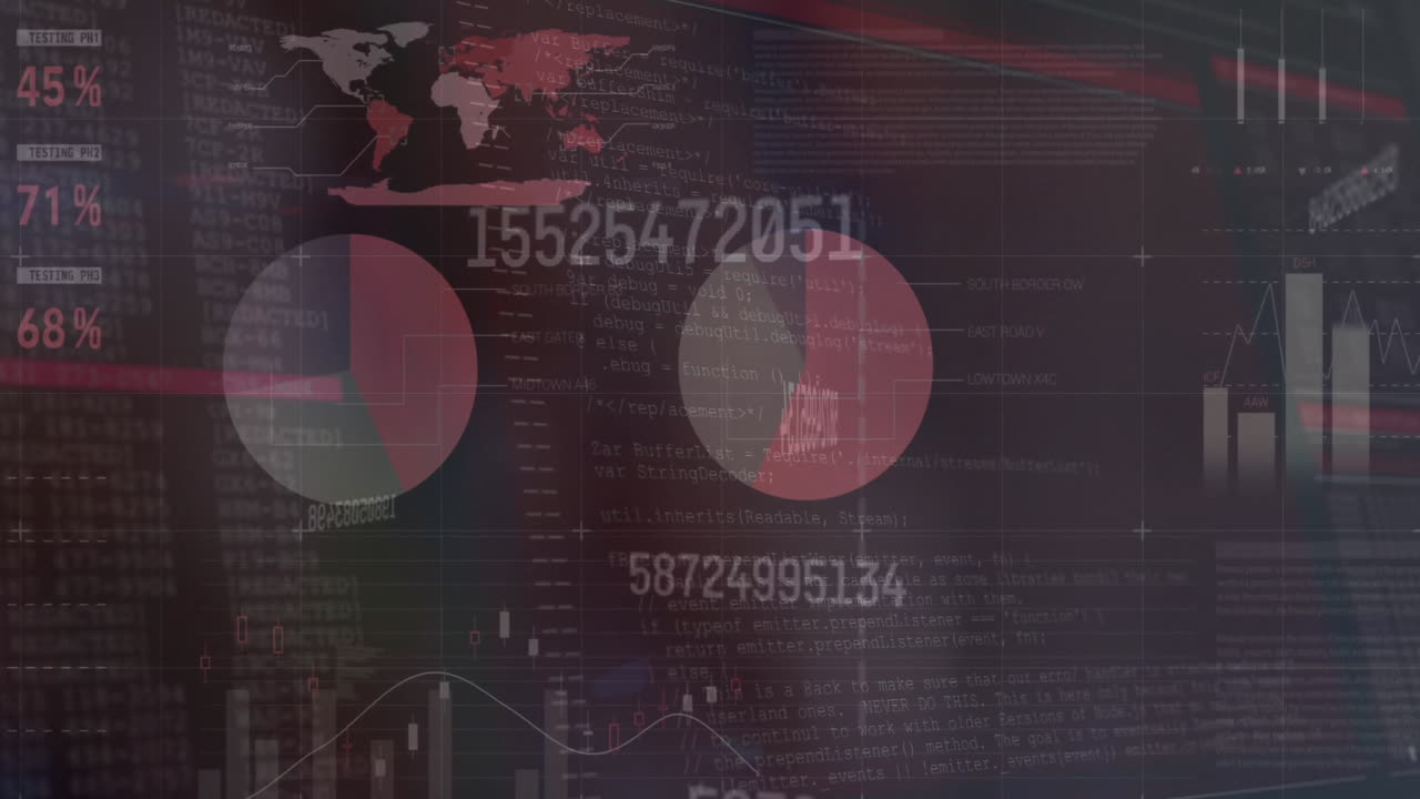 animación del procesamiento de datos financieros sobre un fondo negro