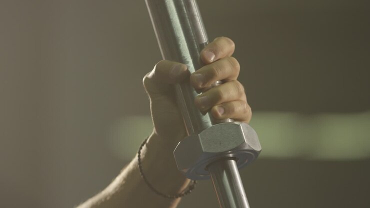 Person holding a barbell