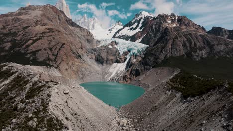 aerial view of fitz roy, laguna de los tres mountain hike in patagonia, argentina