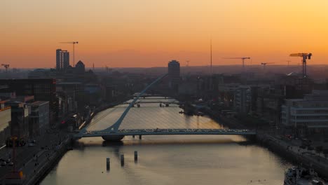 samuel beckett bridge stunning golden hour 4k cinematic drone footage - co